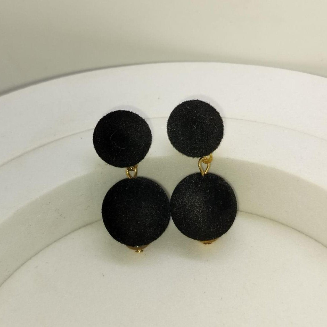 Black Plush Ball Korean Velvet Earrings