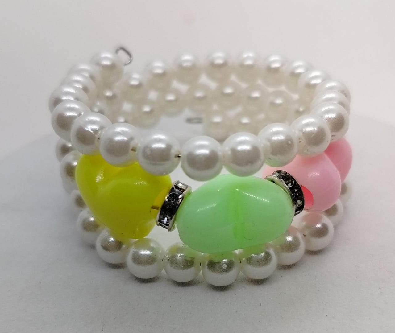 Colorful Heart Pearl Bracelets for Little Girls