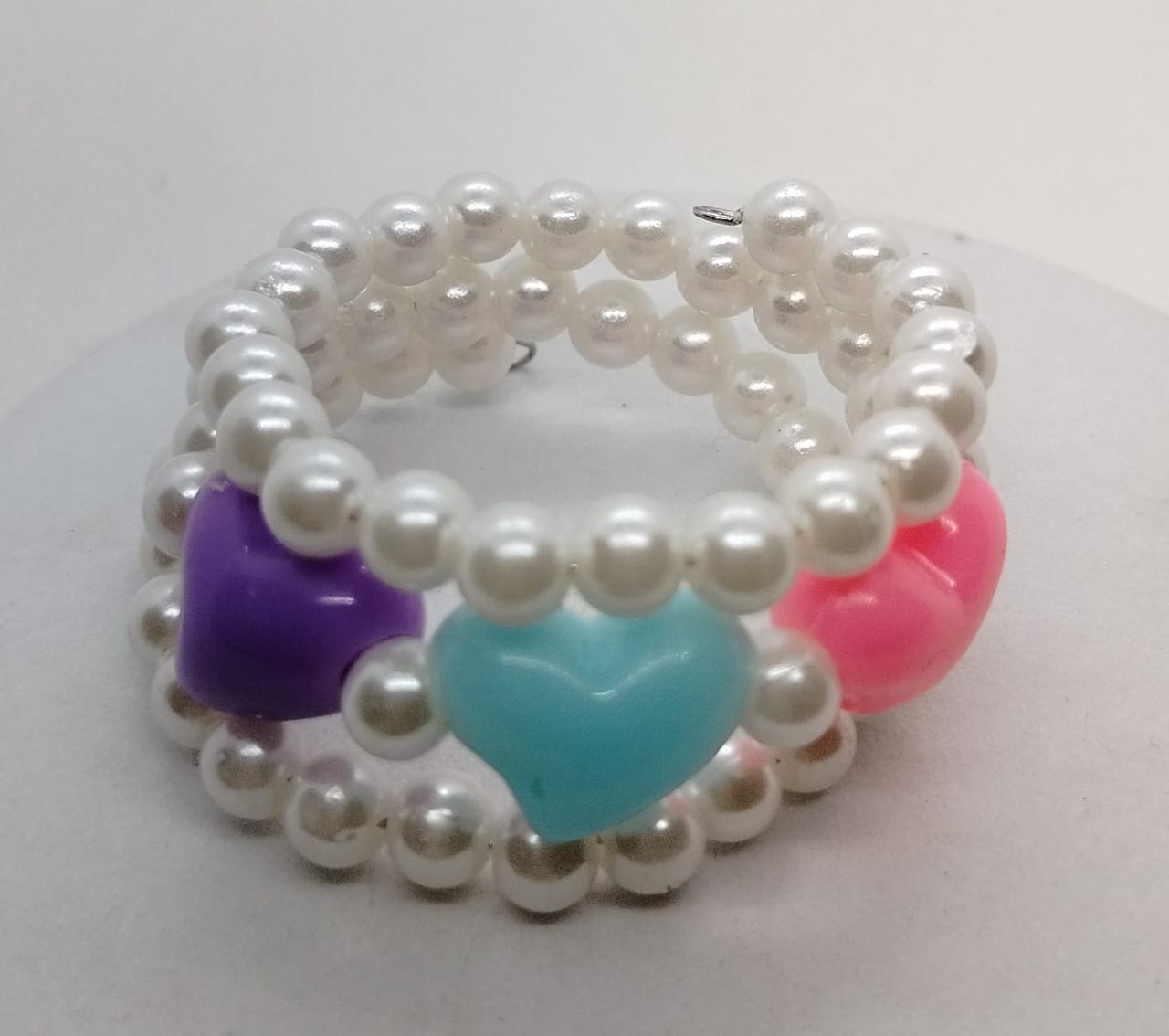 Colorful Heart Pearl Bracelets for Little Girls