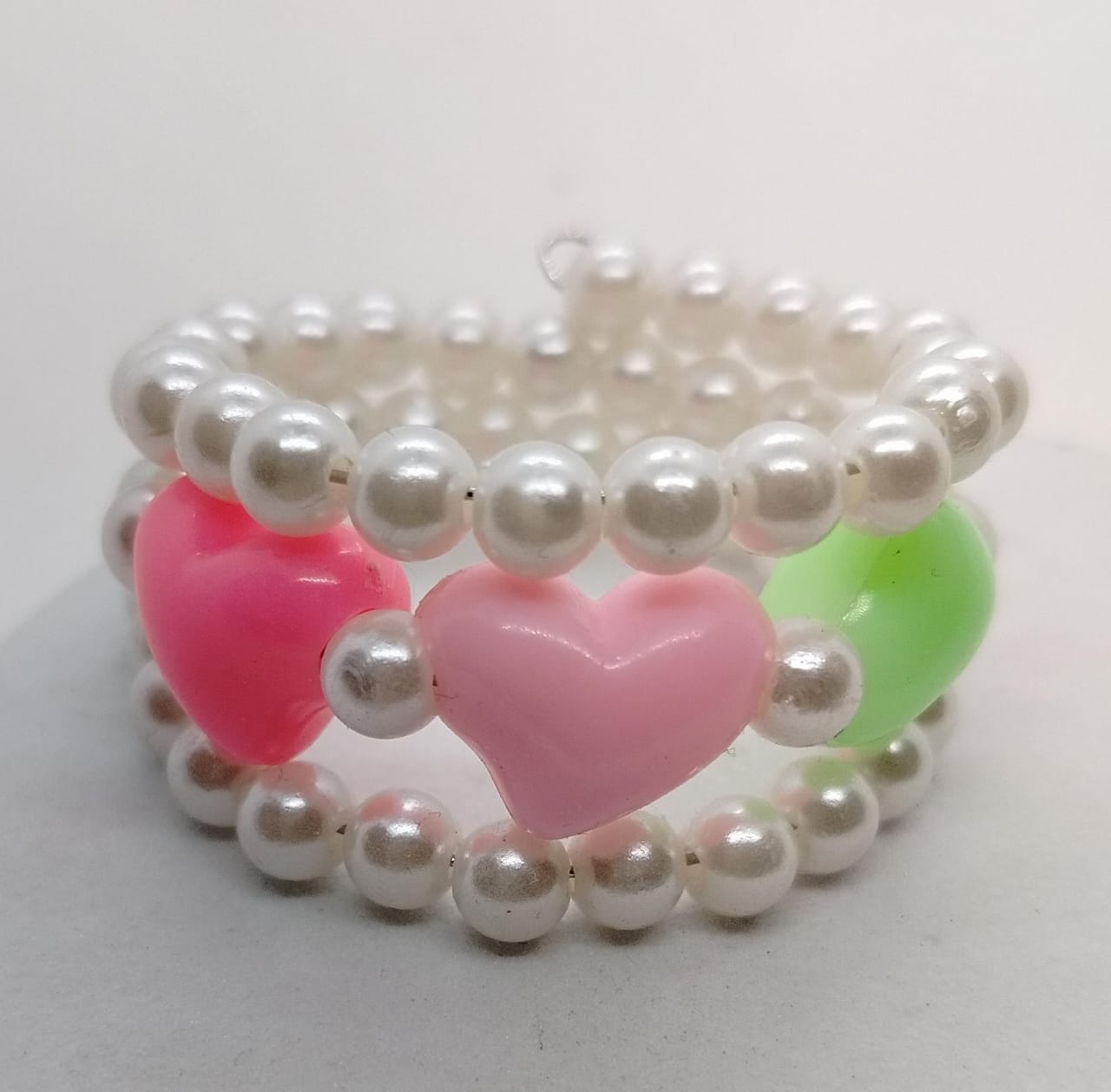 Colorful Heart Pearl Bracelets for Little Girls