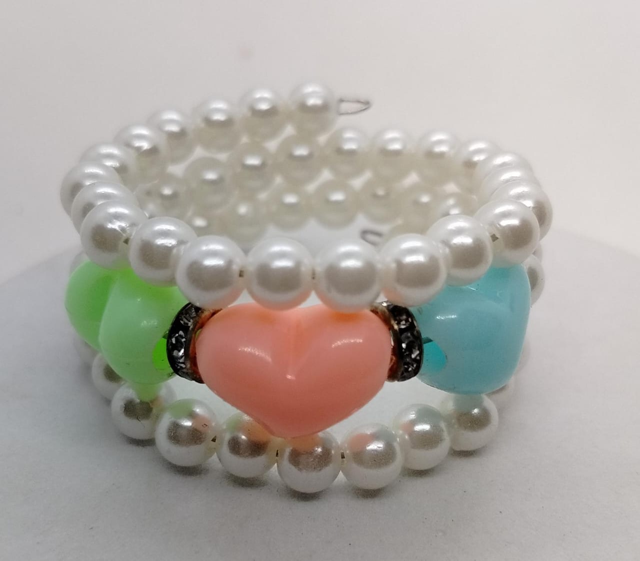 Colorful Heart Pearl Bracelets for Little Girls