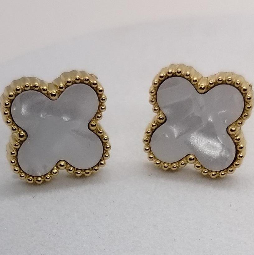 White Clover Stud Earrings