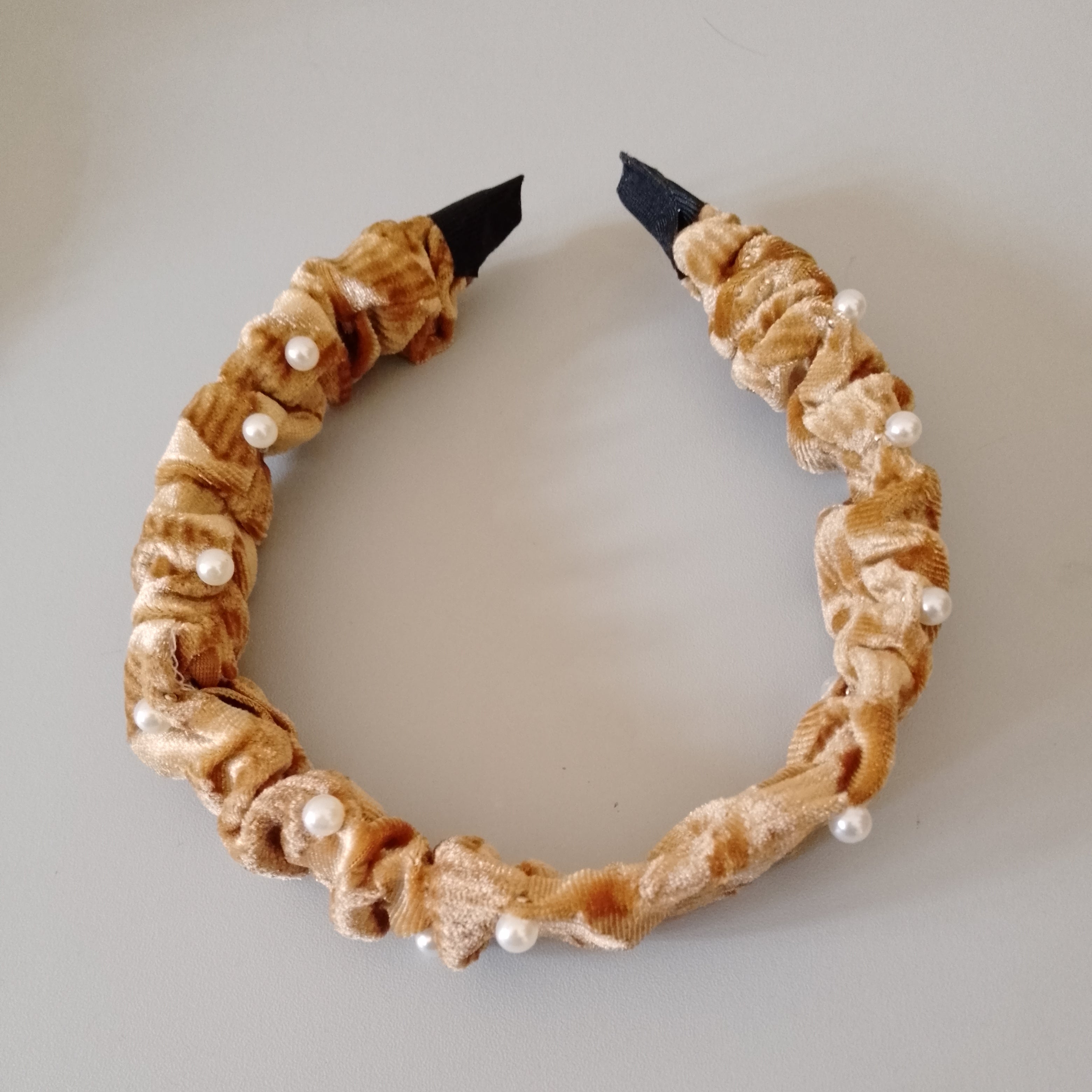 Velvet Pearl-Embellished Hairbands