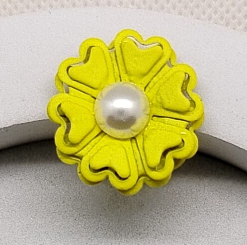 Matte Flower Adjustable Ring With Pearl